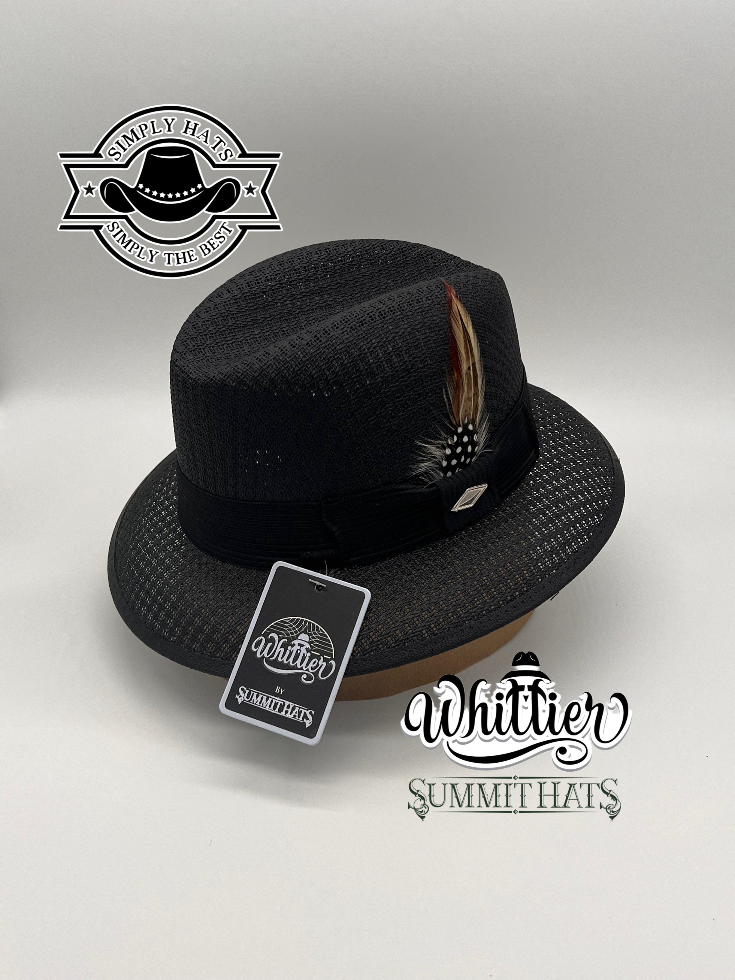Black Budweiser Hat Whittier Lowrider Fedora Felt Hat Mens Black - Main Image